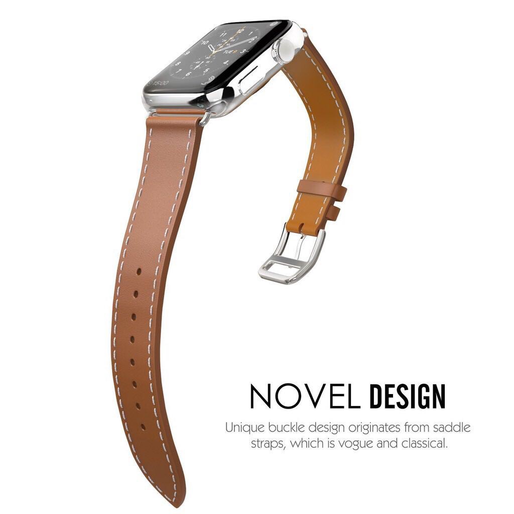 ♝ สายนาฬิกาข้อมือหนัง สีน้ําตาล แบบเปลี่ยน สําหรับ Apple Watch 6 5 4 3 2 1 44 มม.