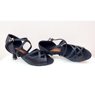 รองเท้าลีลาศ และ Salsa Dance Shoes Oriana OR-L36 ผ้าซาตินสีดำ ส้นสูง 2 นิ้ว