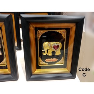 กรอบรูปของขวัญมงคล ชุบทอง24KT Goldประดับคริสตัลช้างไทยCode G