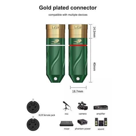 Golley LION สายเคเบิลเสียงสเตอริโอ แจ็คตัวผู้ 3.5 มม. เป็นสายเคเบิลเสียง Dual XLR ตัวผู้ OFC Aux + ปลอกถัก - Flagship Series - รูปที่ 4