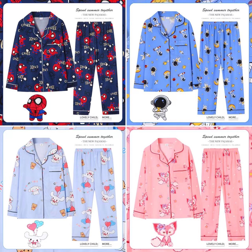 ชุดนอนลายการ์ตูนเด็กผู้ชาย เสื้อผ้าสาวๆ สไปเดอร์แมน สุนัขอบเชยหยก ผ้าฝ้ายคุณภาพดี