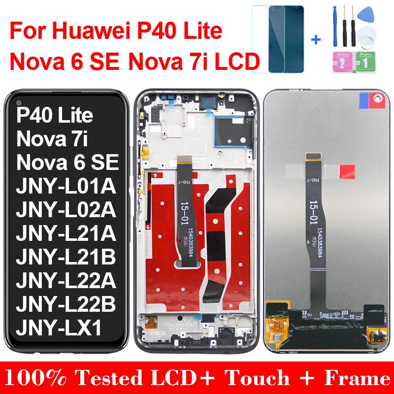 6.4 & 39;& 39 LCD สําหรับ Huawei P40 Lite JNY-LX1 จอแสดงผลหน้าจอสัมผัสสําหรับ HUAWEI Nova 7i JNY-LX2