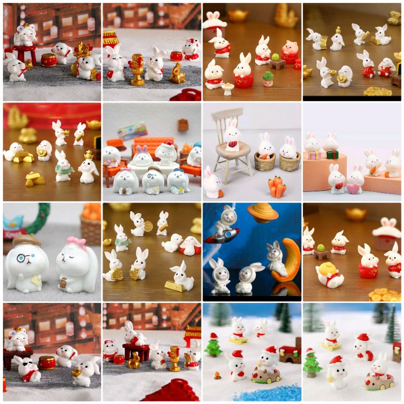 (พร้อมส่งในไทย) กระต่ายน้อยตุ๊กตาตัวจิ๋ว ตุ๊กตาแต่งสวน แต่งบ้าน พร็อพแต่งเค้ก