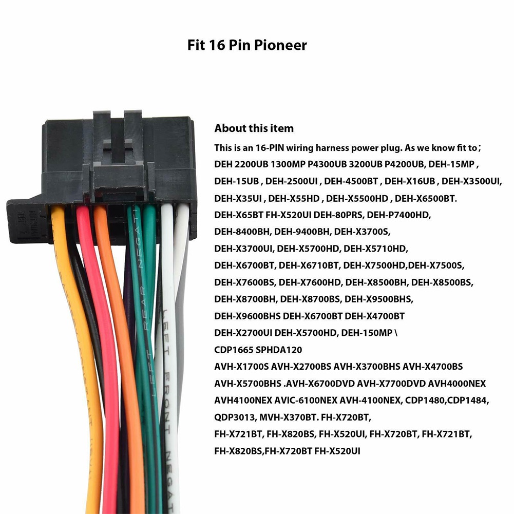 สายไฟสเตอริโอ 16Pin สําหรับ 2010-up Pioneer DEH Model & NEW ราคา ถูกที่สุด ดีลบีเคเค แกลเลอรีภาพที่ 6