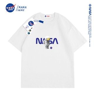 เสื้อยืดแขนสั้นลําลอง คอกลม ผ้าฝ้าย พิมพ์ลาย Nasa ทรงหลวม สวมใส่สบาย อินเทรนด์