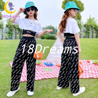 18Dreams [พร้อมจัดส่ง] เสื้อผ้าเด็กผู้หญิง ชุดเด็กโตผู้หญิง เสื้อเด็กผู้หญิง ชุดสูทของเด็กผู้หญิง ชุดพักผ่อน ใหม่ เวอร์ชั่นเกาหลี เสื้อกั๊ก แขนสั้น ขากว้าง SM3141