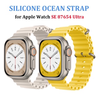 สายนาฬิกาข้อมือซิลิโคน สําหรับ iWatch Band 49 มม. 44 มม. 40 มม. 45 มม. 41 มม. 42 มม. 38 มม. correa iWatch SE series 7 6 5 4 Ultra 8 iWatch Ultra 49 มม.