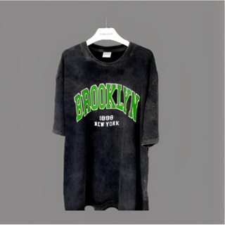 เสื้อยืด ป้ายall in shop ลายBROOKLYN งานฟอก ขนาดฟรีไซส์