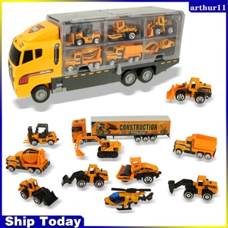 Arthur  Children Alloy Car Container Fire Truck Engineering Vehicle Model Toys For Boys Christmas Birthday Gifts