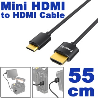 สาย Mini HDMI to HDMI 55cm สำหรับอุปกรณ์ระดับโปร SmallRig Ultra Slim High Speed 4K Mini HDMI to HDMI Cable พร้อมสายรัด.