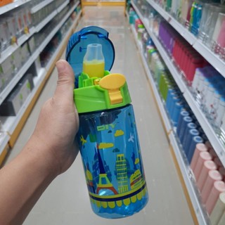 กระติกน้ำเด็กอนุบาล ขวดน้ำเด็กพกพา  ลายการ์ตูนน่ารัก เลือกสีได้ ขนาด 450 ml