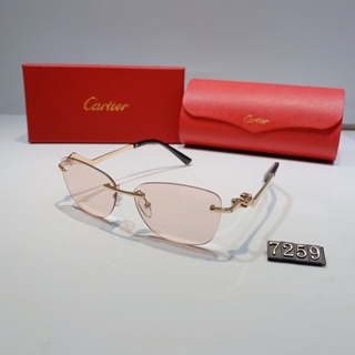 Cartier แว่นตากันแดด กรอบสีทอง ไล่โทนสี ทรงสี่เหลี่ยม สไตล์วินเทจ หรูหรา UV400 10 สี สําหรับผู้หญิง