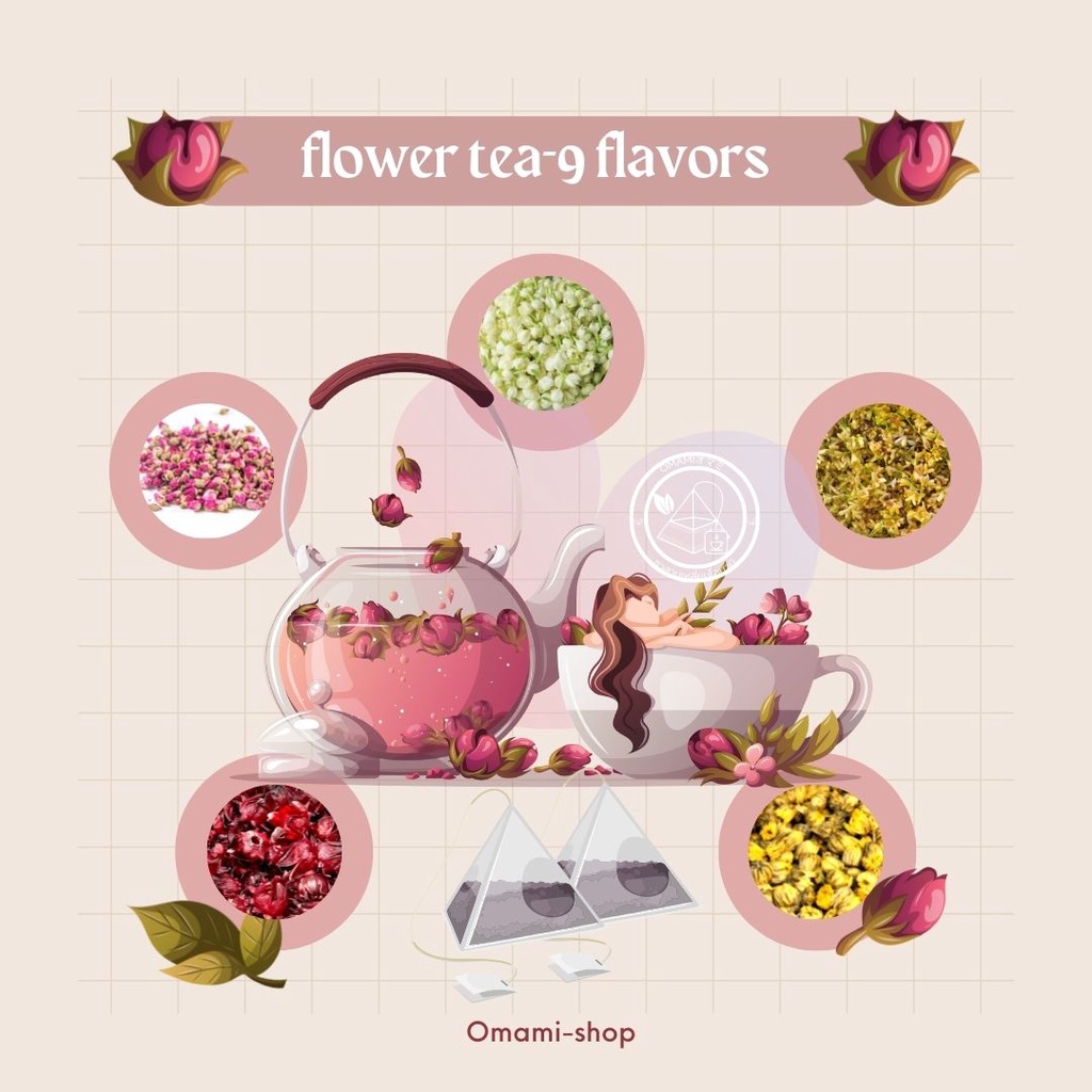 ชา ชาดอกไม้ ชาซองทรงสามเหลี่ยม กลิ่นหอม สดชื่น ดื่มแล้วทำให้ผ่อนคลาย 1ซอง Tea Bag  flower tea ชงได้ท