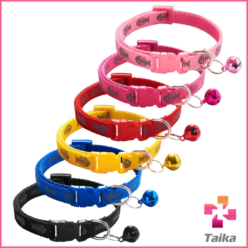 Taika ปลอกคอแมว ปลอกคอแมวนิรภัย ปลอกคอ+กระพรวน ปลอกคอ แมวสัตว์เลี้ยง ปลอกคอพร้อมกระพรวน Cat collar