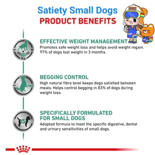 Royal Canin Satiety Small dog 3kg Weight Management สุนัขพันธุ์เล็ก หมาอ้วน ลดน้ำหนัก ควบคุมน้ำหนัก ถุงขนาด 3 กก.