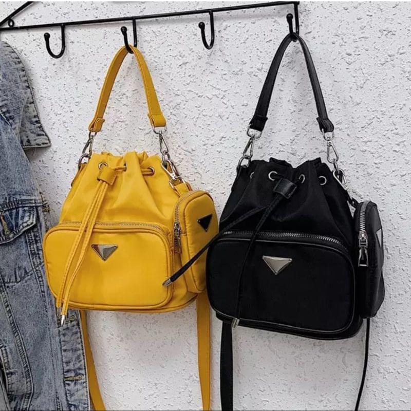 Duet Bucket Nylon Bag 2in1 / Drawstring Bag พร้อมกระเป๋าใส่เหรียญ / Dual Drawstring Bag 2in1 / กระเป