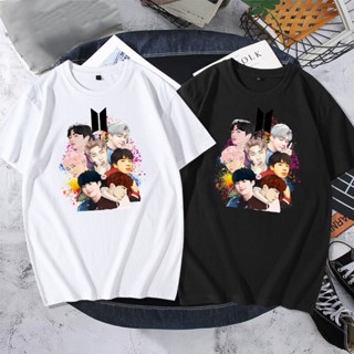 เสื้อยืด BTS Harajuku Ins เสื้อยืดสไตล์เกาหลี Summer Casual Top