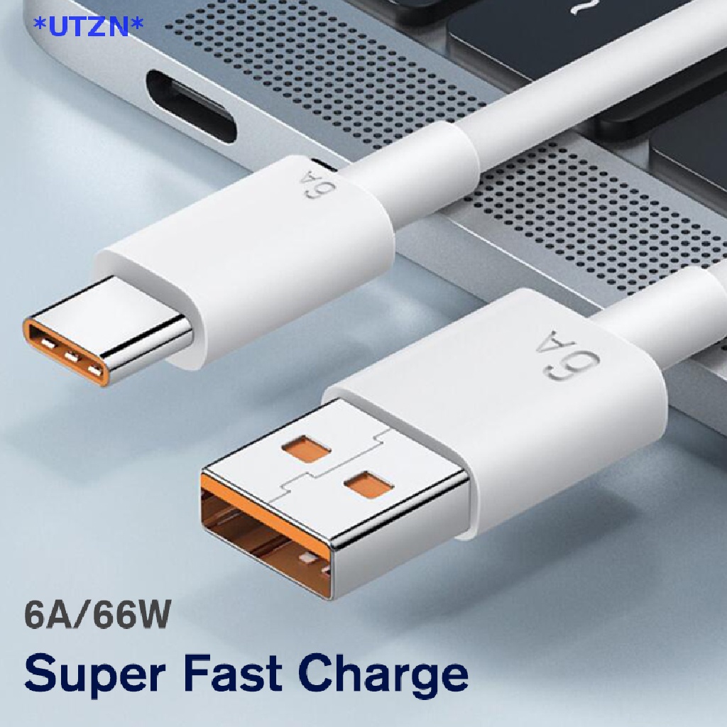 Utzn&gt; ใหม่ สายชาร์จ USB Type-c 6A 66W 1/1.5 ไมล์ ชาร์จเร็วมาก สําหรับ xiaomi Samsung Huawei