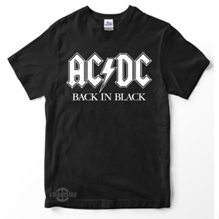 Kaos acdc BACK IN BLACK เสื้อยืดพรีเมี่ยม acdc แรงดันไฟฟ้าสูง kaos band acdc rock n roll vintage