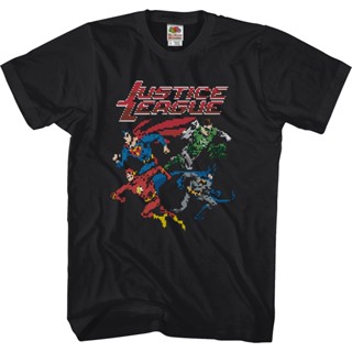 8-Bit Justice League T-Shirt เสื้อยืดสีขาวผู้หญิง เสื้อยืดเปล่า