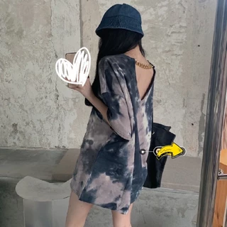 Cicishop(8990)เสื้อยืดทรง Oversize แต่งโซ่เว้าหลัง ผ้านิ่ม ใส่สบาย