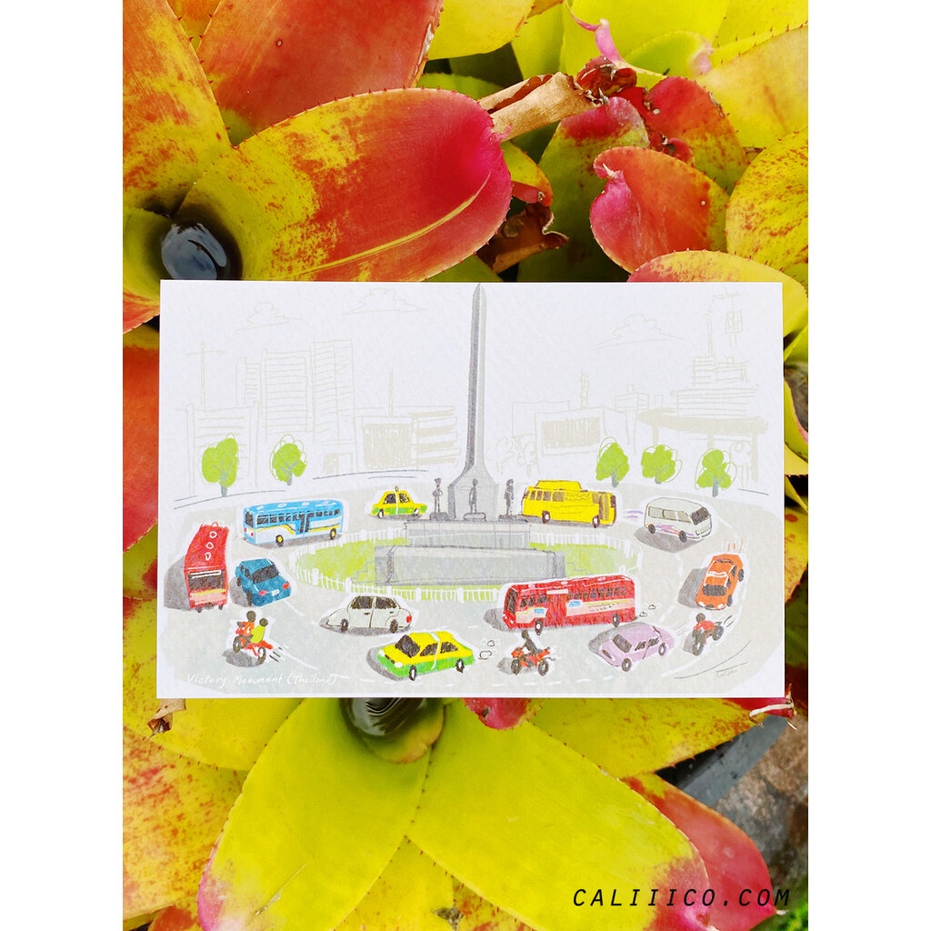 โปสการ์ด ลายประเทศไทย THAILAND Postcard Victory Monument postcard โปสการ์ด ลายอนุสาวรีย์ 4x6 inch
