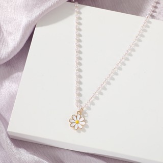 Dincior Pearl Chain Choker New Girl Ins Elegant Female Daisy Pendant Necklace for Women