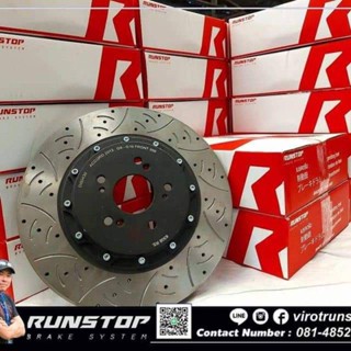 จานเบรค จานขยาย RUNSTOP OVER SIDE  HONDA HRV 2015 350มม.จานเบรคขยาย B-SL/F-SC Hight Carbon หน้า เจาะรู เซาะร่อง ก้างปลา