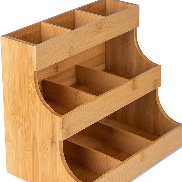 คุณภาพสูง🌹การจัดเก็บที่ดีเยี่ยม🔥[พร้อมส่ง] ชั้นวางถุงชา กาแฟ แบบไม้ไผ่ 3 ชั้น แนวตั้ง หลายช่อง สําหรับตั้งโต๊ะ - รูปที่ 5