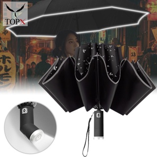 LED Light Reverse Fully Automatic Umbrella Folding Portable Rainproof Windproof Widened Strong Durable Adjustable Angle