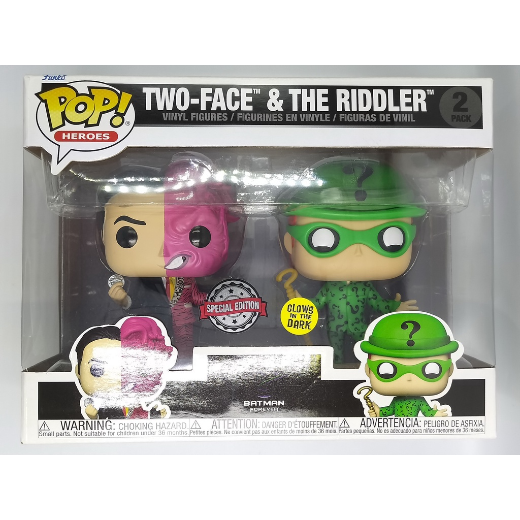 2 Pack Funko Pop DC Batman Forever - Two Face & Riddler [ เรืองแสง ] (กล่องมีตำหนินิดหน่อย)