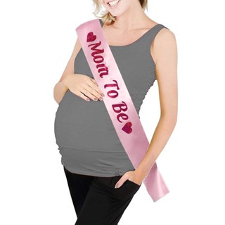 สายสะพาย MOM TO BE Pink Sash with Metallic Text