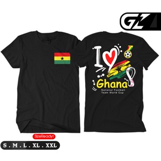 เสื้อยืด พิมพ์ลายทีมชาติฟุตบอล I love Ghana World Cup 2022