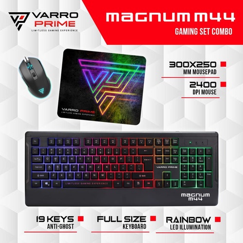 VARRO GAMING MOUSE คีย์บอร์ด MAGNUM M44 COMBO SET ไฟ LED