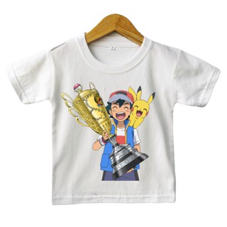 เสื้อยืด พิมพ์ลาย Satoshi ASH PIKACHU Champion