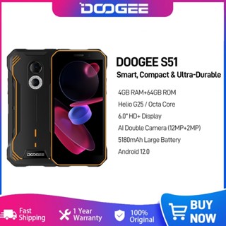 New DOOGEE S51 Smartphone 12MP AI Double Camera 5180mAh Rugged Phone 8MP Front Camera 4GB +64GB 6.0&amp;quot; HD Octa Core Cellphone