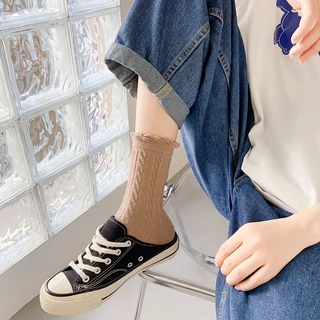 พร้อมส่งจากไทย ถุงเท้าข้อกลาง แฟชั่น ถุงเท้าลายทาง สไตล์ญี่ปุ่น ใส่ได้ทั้ง ช/ญ🌈