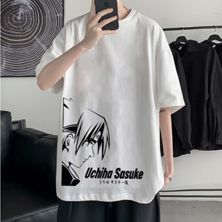 Naruto แขนสั้นเสื้อยืดชายสไตล์ฮาราจูกุเสื้อผ้าชายหนุ่มเกาหลีหลวมห้าจุดแขนเสื้อนักเรียนครึ่งแขนชาย เสื้อยืด sale แขนสั้นT