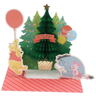 Disney Christmas Pop Up Card From Japan การ์ดอวยพรลาย Winnie the Pooh &amp; Friends ตรงต้นคริสต์มาสกางออกได้น่ารัก