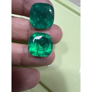 synthetic Lab Doublet Green Emerald Square 12mm - 16cts(2pcs)