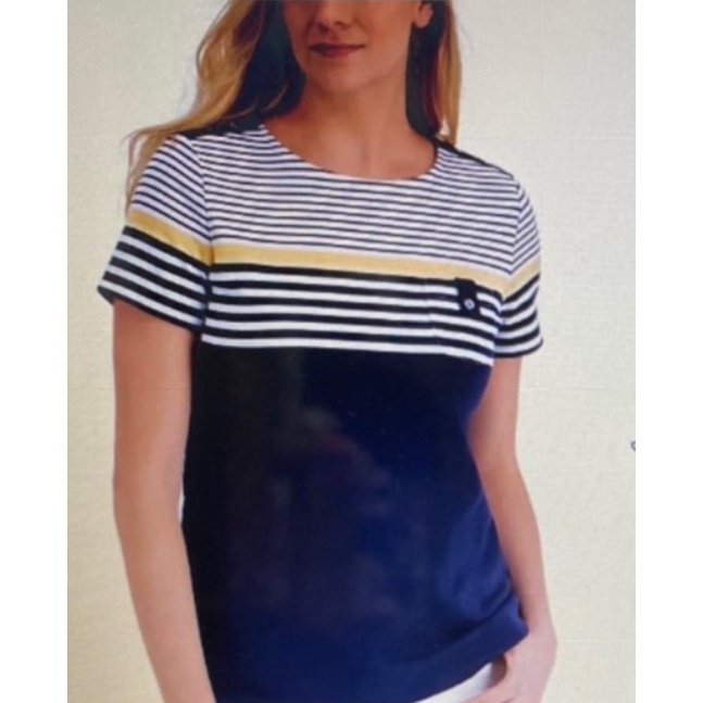[สหรัฐอเมริกาผลิตภัณฑ์] เสื้อยืด KAREN SCOTT HORIZONTAL STRIPED
