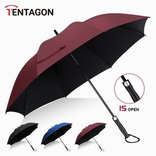 45 Inch Automatic Umbrella Wind Resistant UV Blocking Umbrellas  Golf Long Handle Umbrella Business Rain Black Coating P