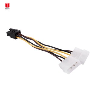 อะแดปเตอร์สายเคเบิลเชื่อมต่อการ์ดจอ Dual 4-Pin Molex IDE to 6 Pin PCI-E