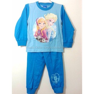 L-PJG-018-THG ชุดนอนเด็กการ์ตูน สีฟ้า ลายFrozen thgm-Size-100/S