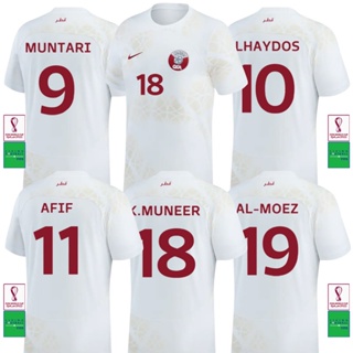 เสื้อกีฬาแขนสั้น ลายทีมชาติฟุตบอล Qatar 2022-23 ชุดเยือน ไซซ์ S-4XL 22-23