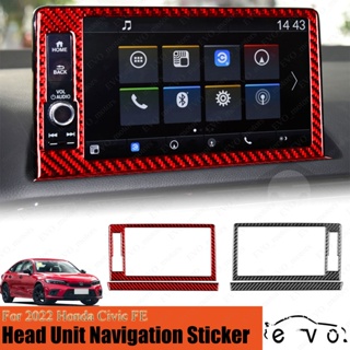 สติกเกอร์กรอบแดชบอร์ด คาร์บอนไฟเบอร์ สําหรับ Honda Civic FE Head Unit Navigation Frame Sticker 11th Civic 2022