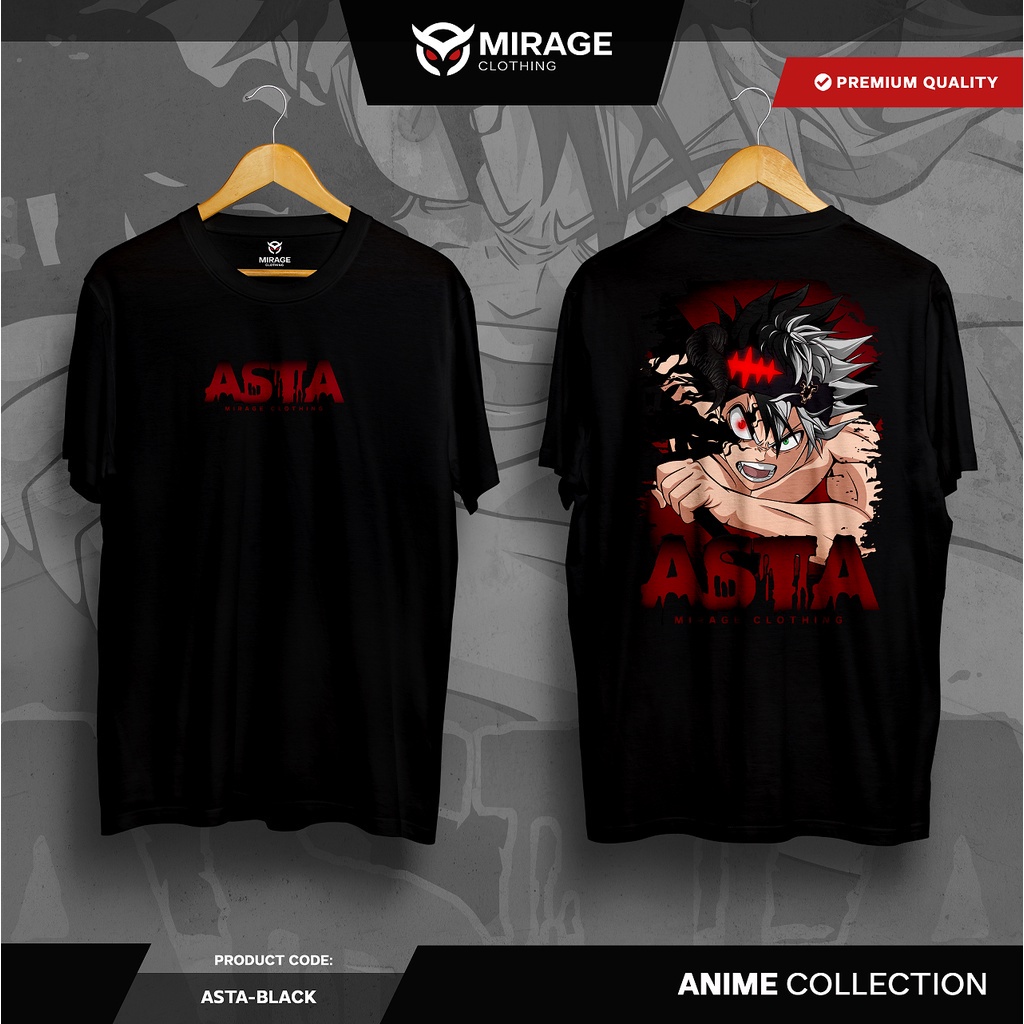 Mirage Clothing - Anime Shirt - Black Clover - Asta - 100% Cotton - DTF Tshirt For Menเสื้อยืด