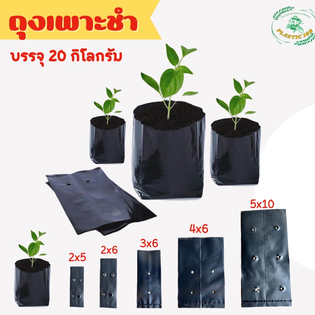 ถุงเพาะ ถุงเพาะต้นกล้า ถุงเพาะชำ ต้นไม้ ดอกไม้ สีดำแบบเจาะรู (บรรจุ 20 กิโล)