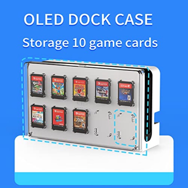 ป้องกัน Dock Shield พร้อมกล่องเก็บการ์ดเกมสําหรับ Nintendo Switch OLED, ที่เก็บข้อมูล 10 ชิ้น NS เกม