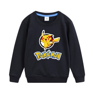 เสื้อกันหนาว พิมพ์ลายการ์ตูน Pokemon Pikachu แฟชั่น สําหรับเด็ก